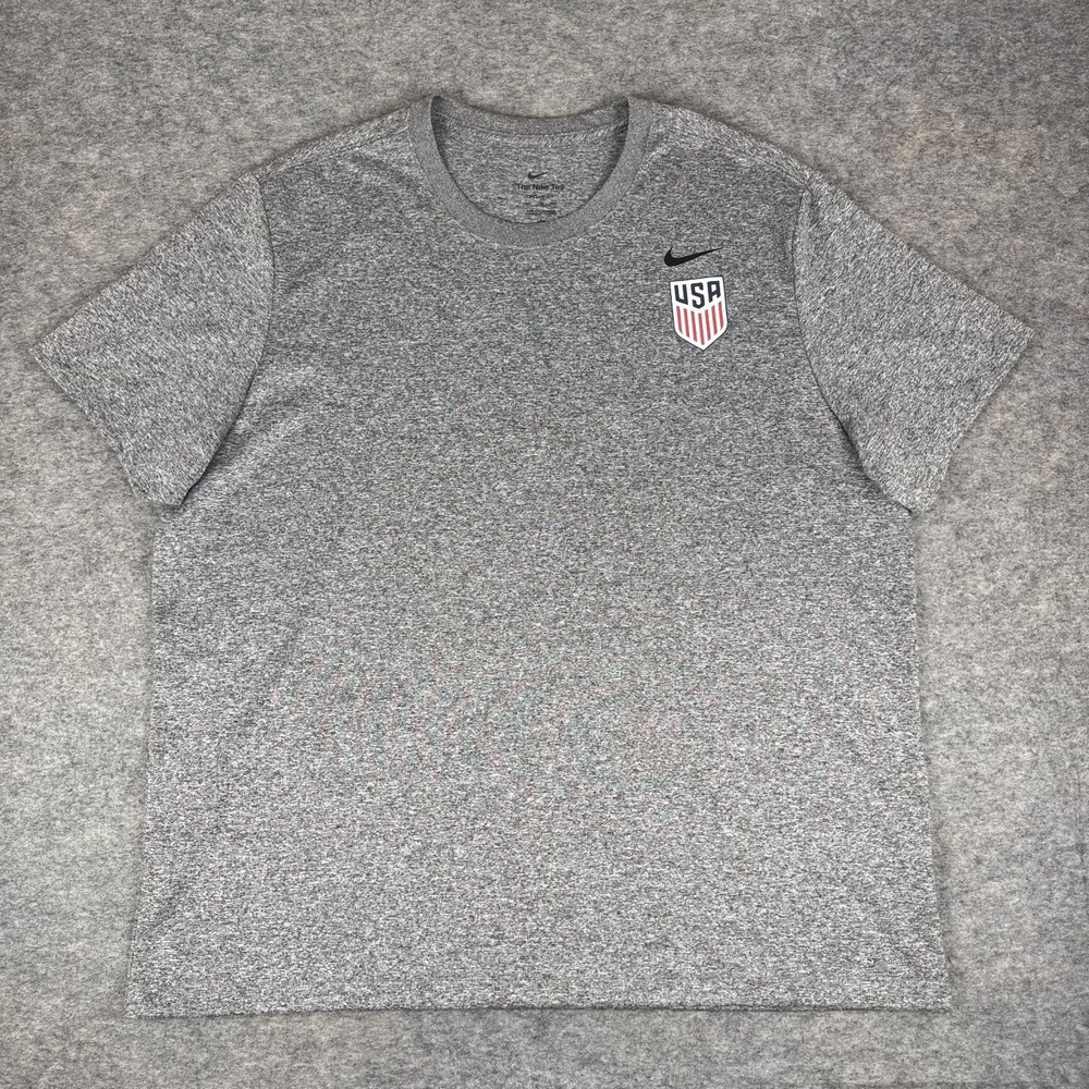 Nike Dri Fit Team USA Soccer T-Shirt Polyester Gray Mens 2XL XXL